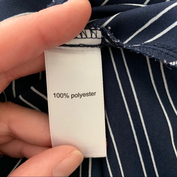 Maurices Navy Striped Short Sleeve Sheer Blouse - Picture 7 of 8